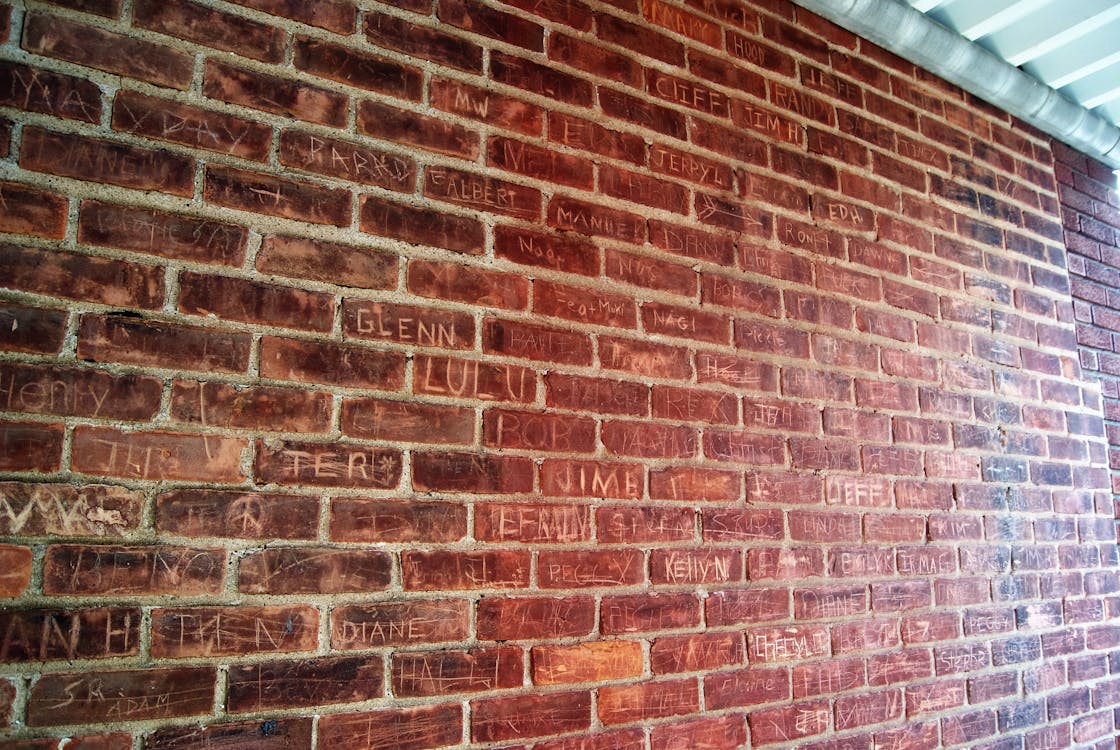 Free stock photo of brick wall, brickwall, names
