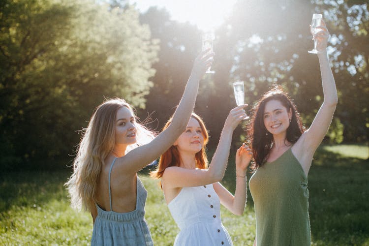 Women Raising Their Glasses Of  Drink