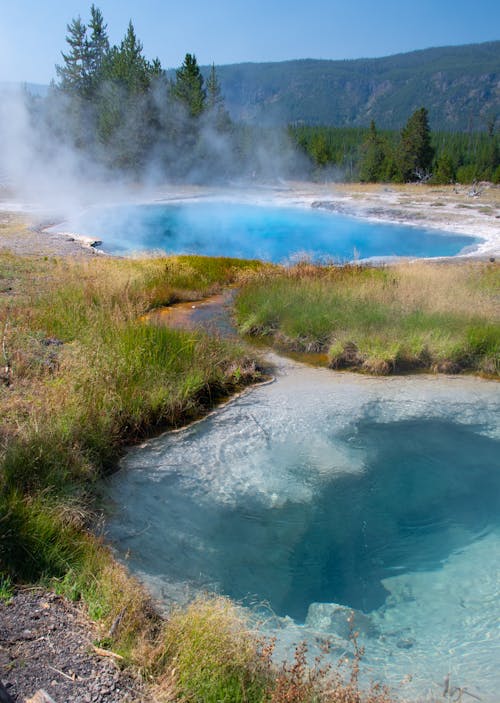 Free Hot Spring Geysers in Yellowstone National Park Stock Photo