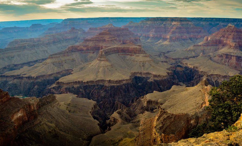 Breathtaking aerial shot showcasing the vast geological formations of the Grand Canyon, USA