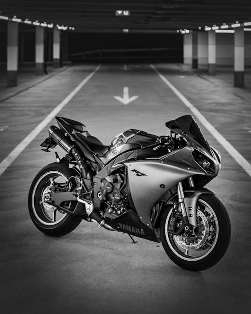 Grayscale Photography of Sports Bike