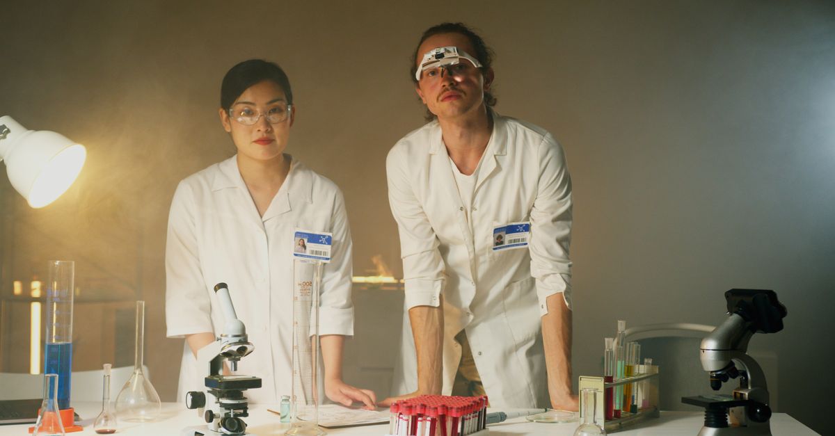 laboratory mice in research facility with scientists studying gene therapy