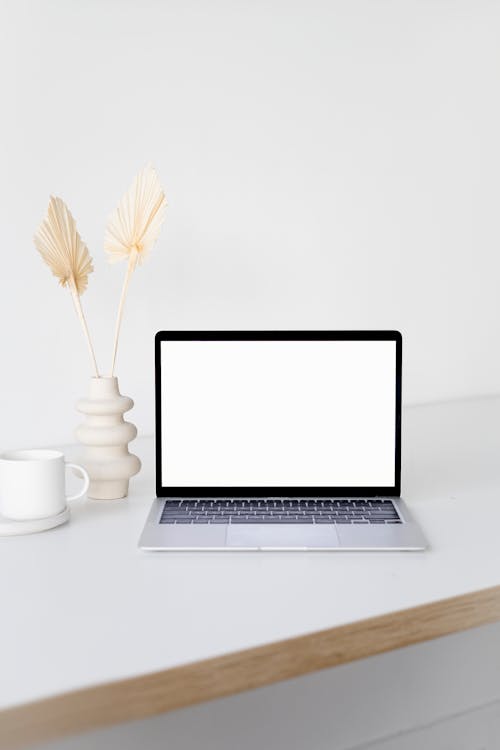 A Laptop with White Screen 