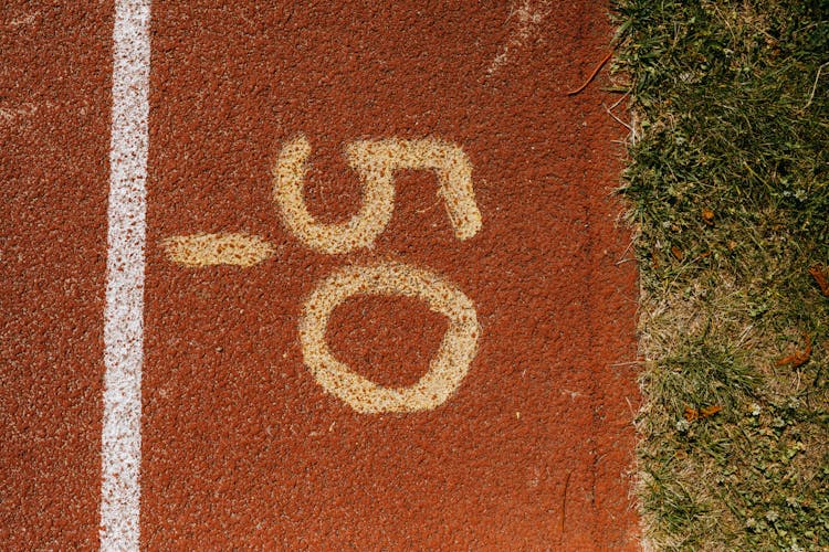 Distance Marker On Athletics Track