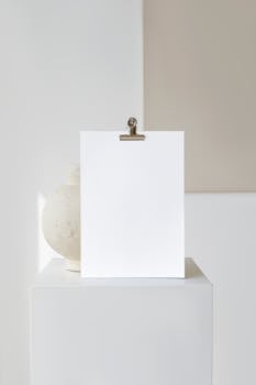 A blank paper on a modern pedestal, perfect for mockup presentations.