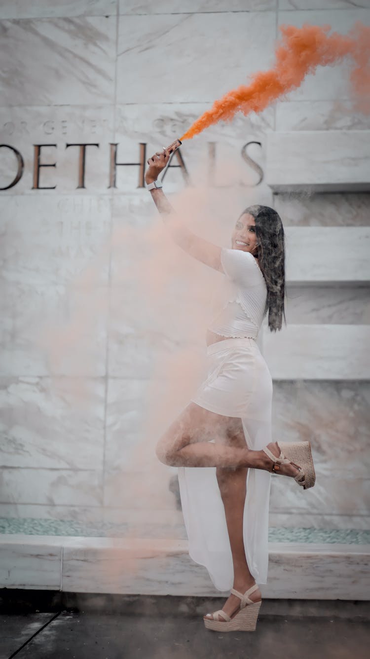 Woman Posing With Flares