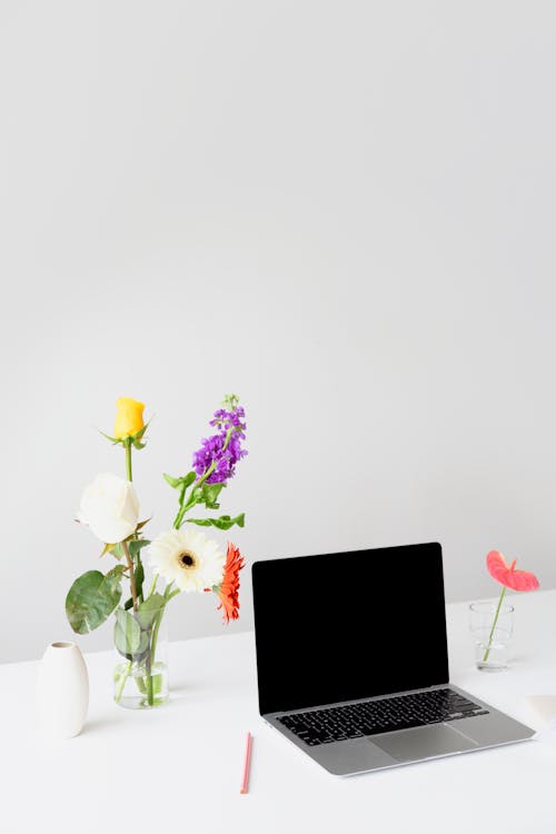 Gratis stockfoto met bloemen, bureau, computer