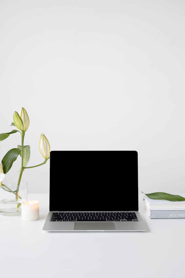 Laptop Over A White Desk