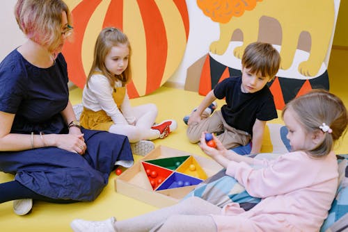 Kids Playing with Educational Toys in School