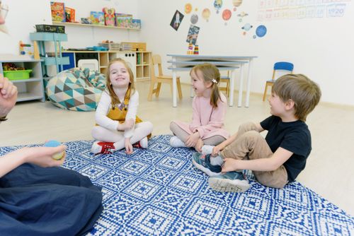 Children playing in a decorated classroom
