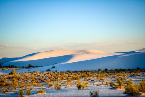 Free Beautiful landscape of sand dunes at White Sands in New Mexico under clear blue sky. Stock Photo