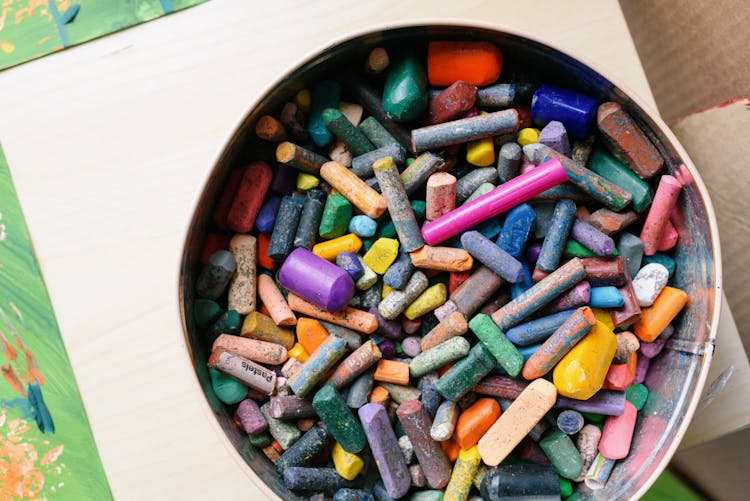 Tray With Colorful Chalk