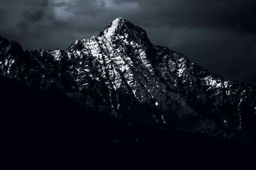 Black and White Photo of Mountain