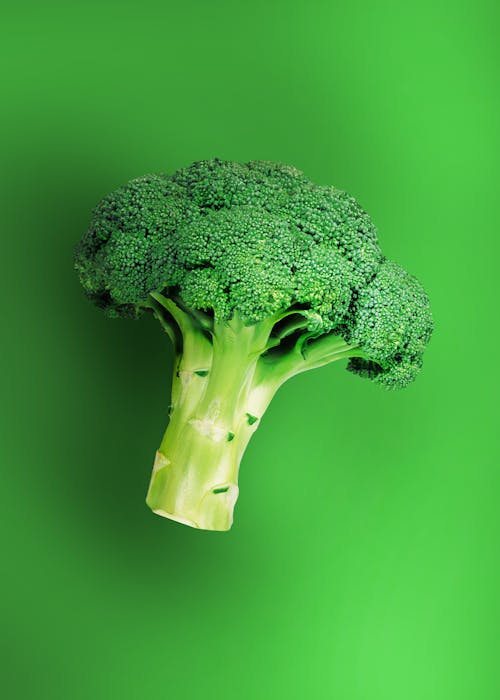 A Broccoli on a Green Surface 