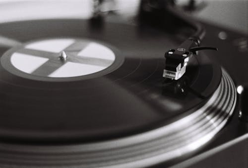 Free A Phonograph Record on a Turntable  Stock Photo