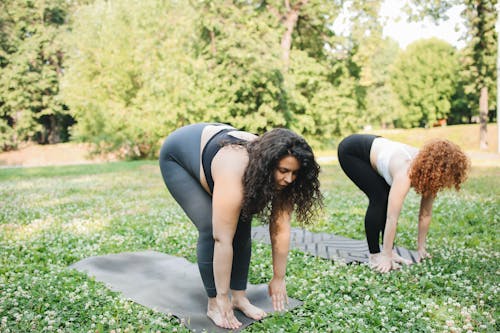 Two Women Exercising Outdoors