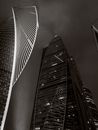 Grayscale Photo of High-Rise Buildings