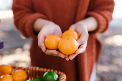 Close-up Photography of Oranges Fruit on a Person's Hands