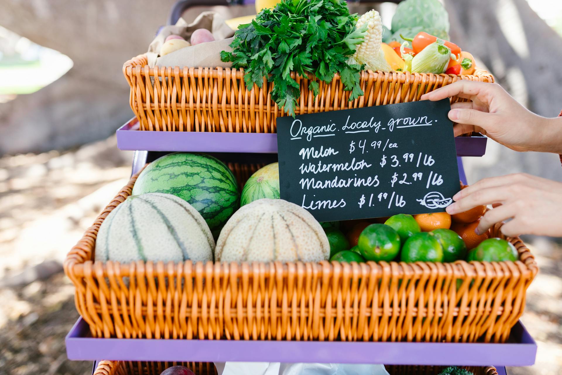 Chalkboard with Prices Organic Market Stall