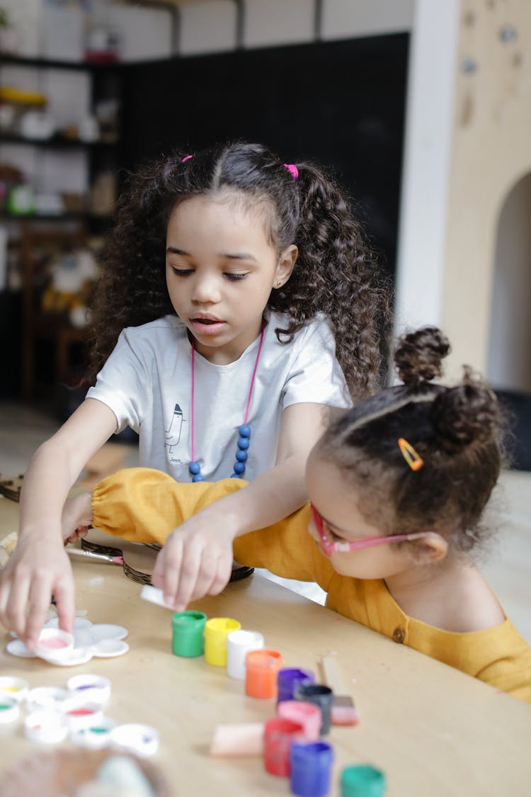 Girls Painting Together