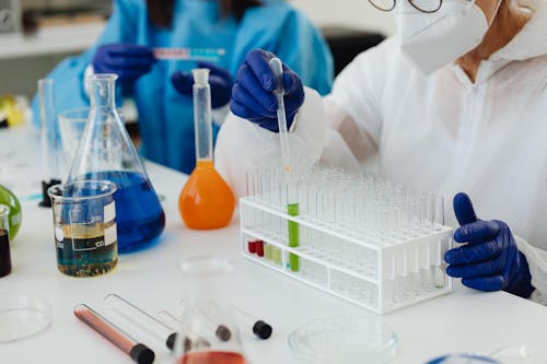 A Scientist Experimenting with Liquids