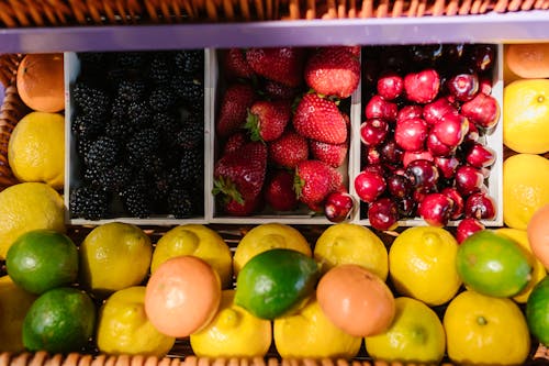 Fresh Fruits in a Woven Basket