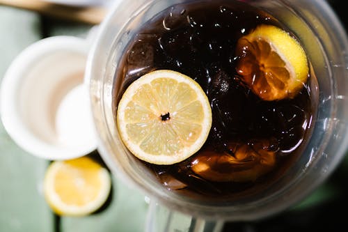 Clear Glass  Container With Lemon Juice