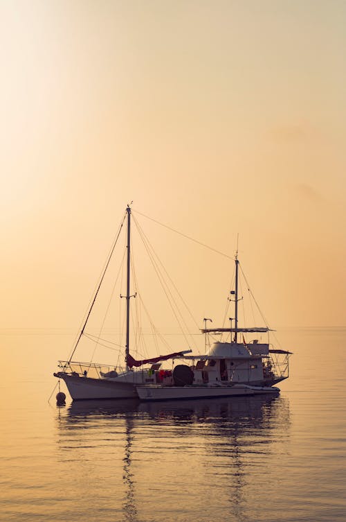 Foto d'estoc gratuïta de amb boira, barques, capvespre