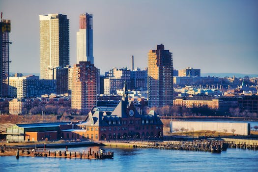 A stunning view of New York City's skyline and waterfront captured in daylight.
