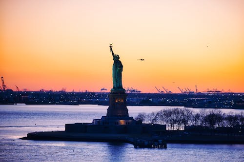 Бесплатное стоковое фото с Аэрофотосъемка, верхний нью-йорк бэй, восход