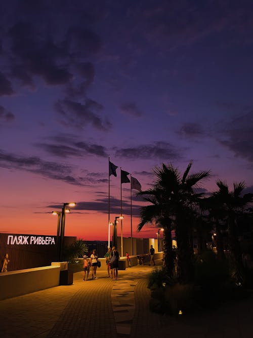 Promenade in Seaside at Dusk