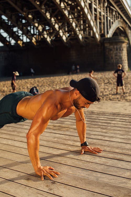 Shirtless Man Doing Push Up