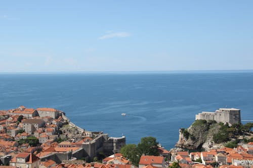 Free Aerial View of the Adriatic Sea as Seen from Dubrovnik Stock Photo