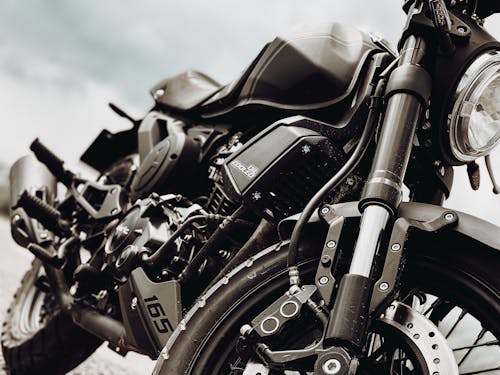 Free Close Up Photo of a Black Motorcycle Stock Photo