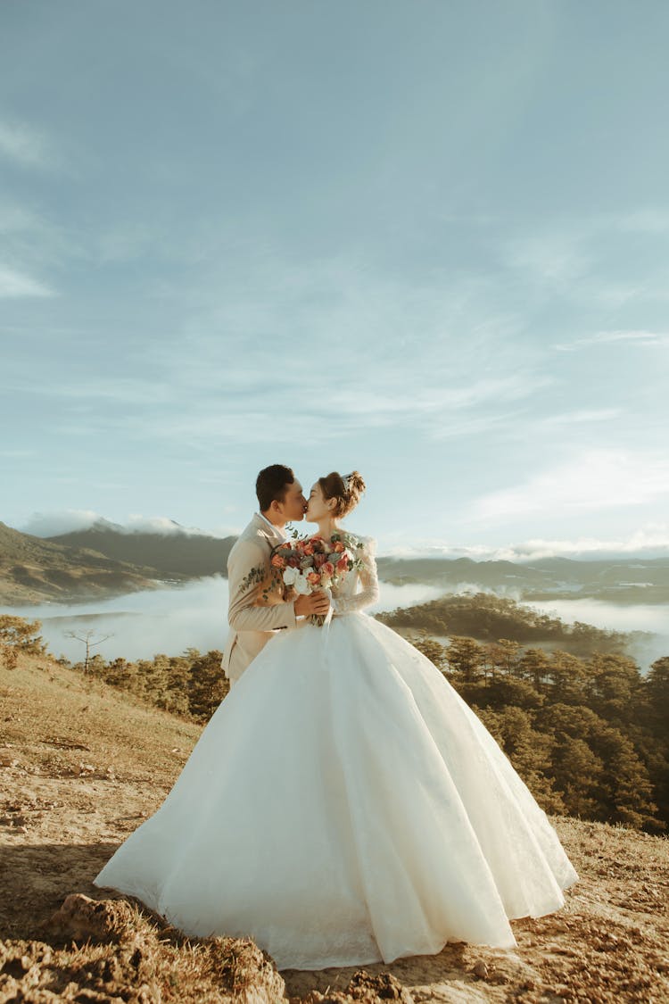 Newly Married Couple Kissing