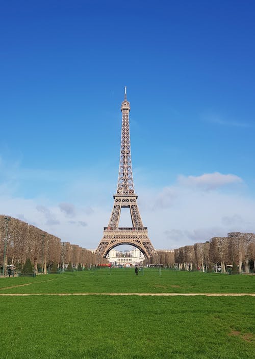 Eiffel Tower in Paris France Under Blue Sky