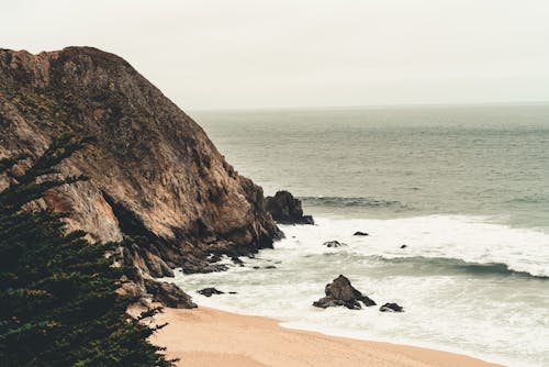 Seascape and a Rocky Cliff 