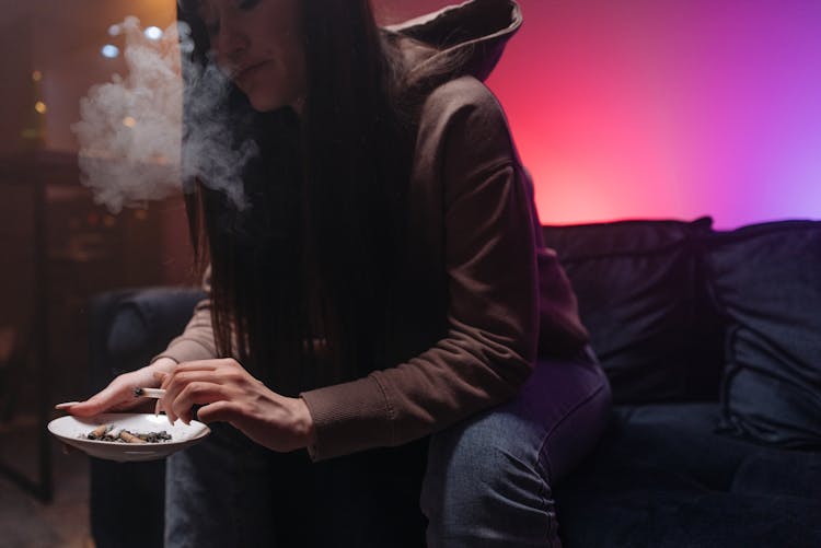 A Woman Smoking Marijuana 