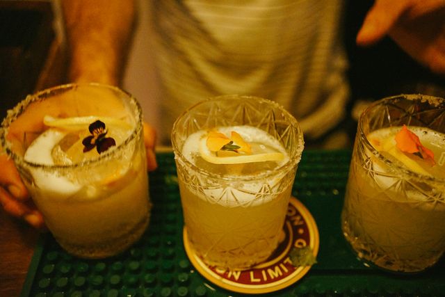 Three garnished cocktails on a bar top &mdash; photo by Dasha Klimova on Pexels