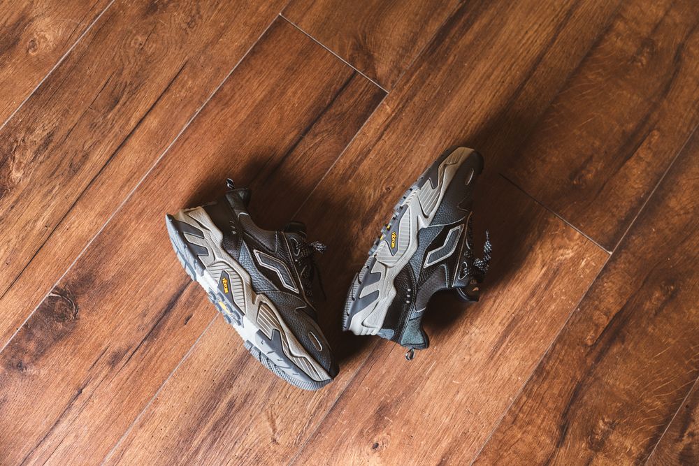Sneakers on a wooden floor