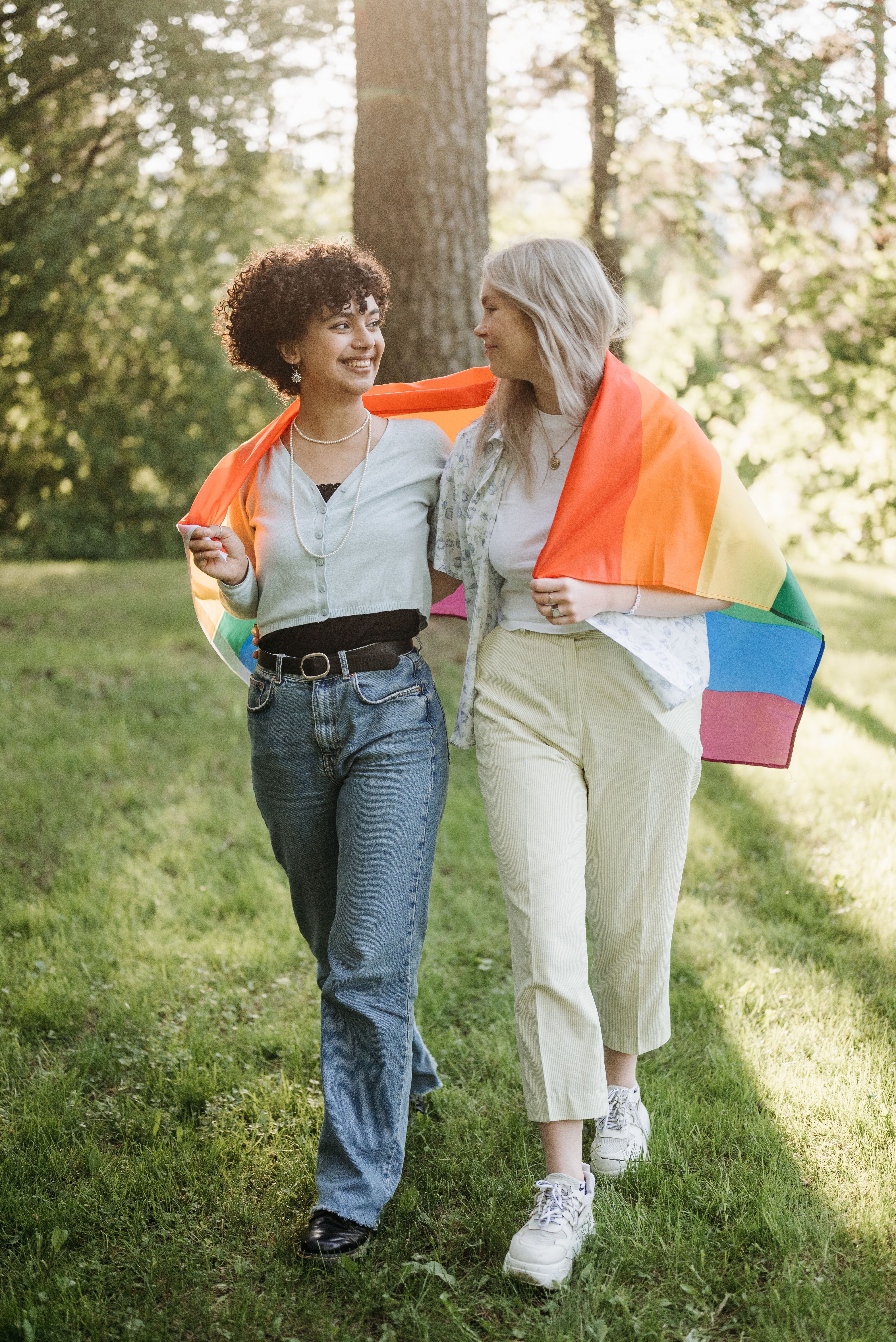 Women Draped in LGBT Flag · Free Stock Photo