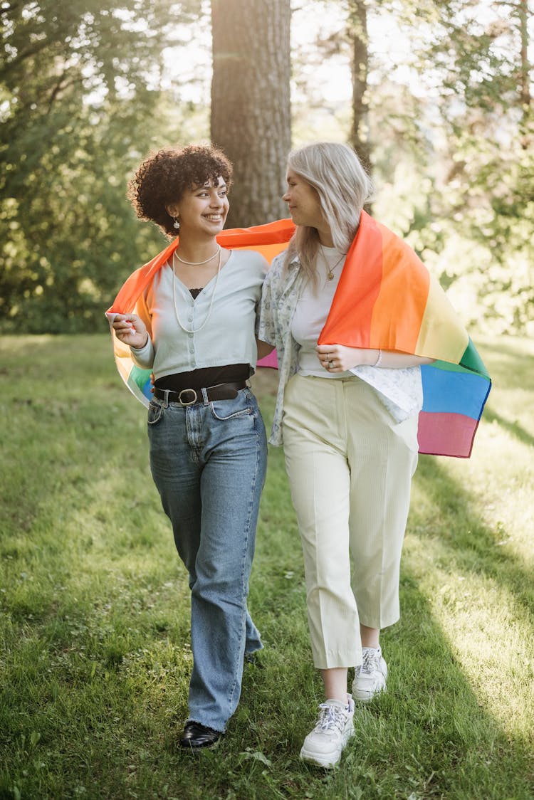 Women Draped In LGBT Flag