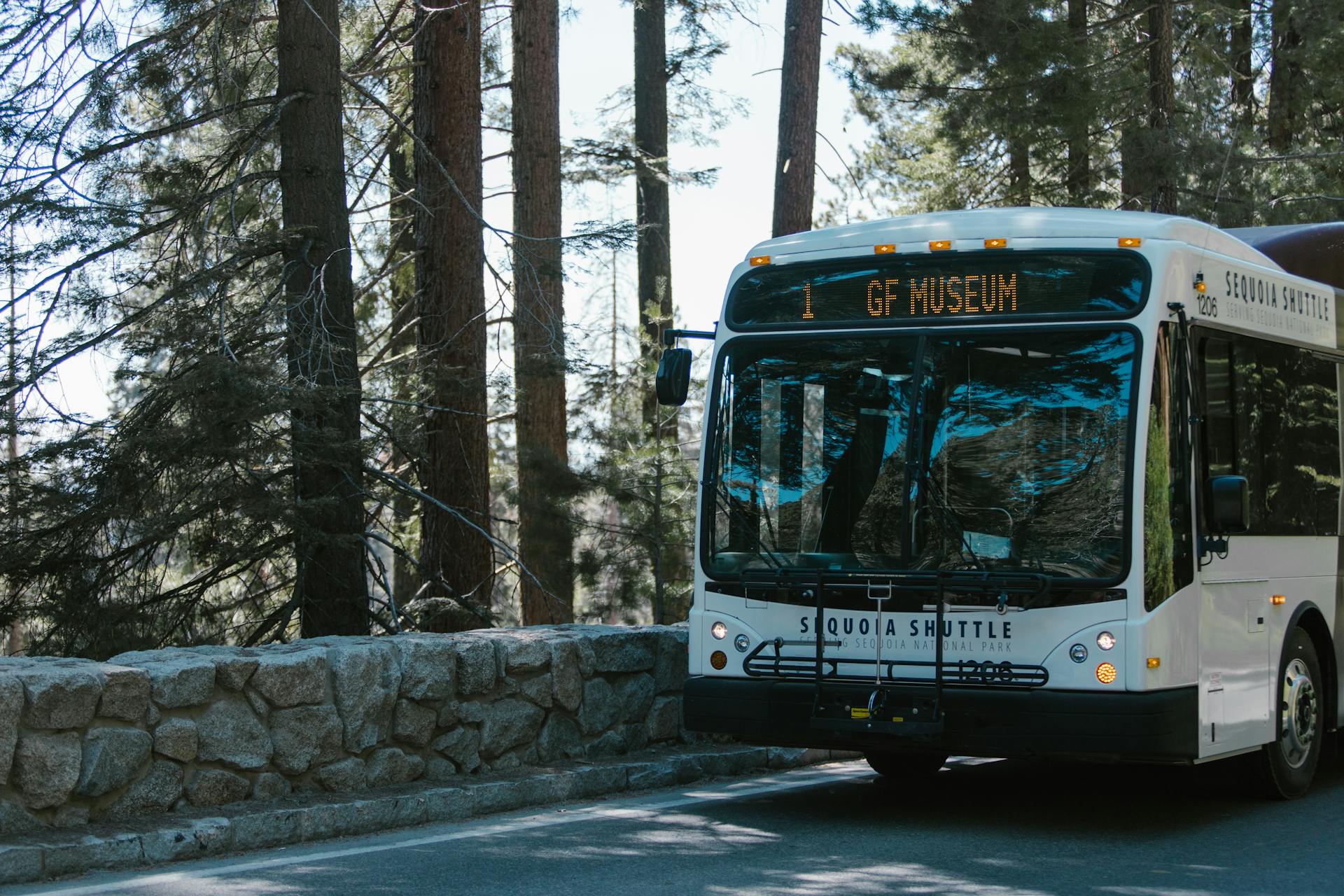 A Shuttle Bus at the Sequoia National Park