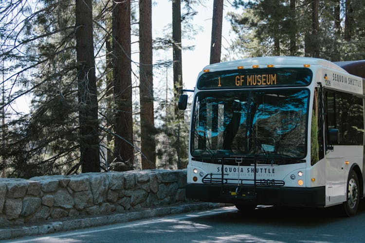 A Shuttle Bus At The Sequoia National Park