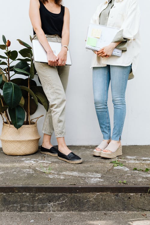 Two Women, Laptop, and Notes