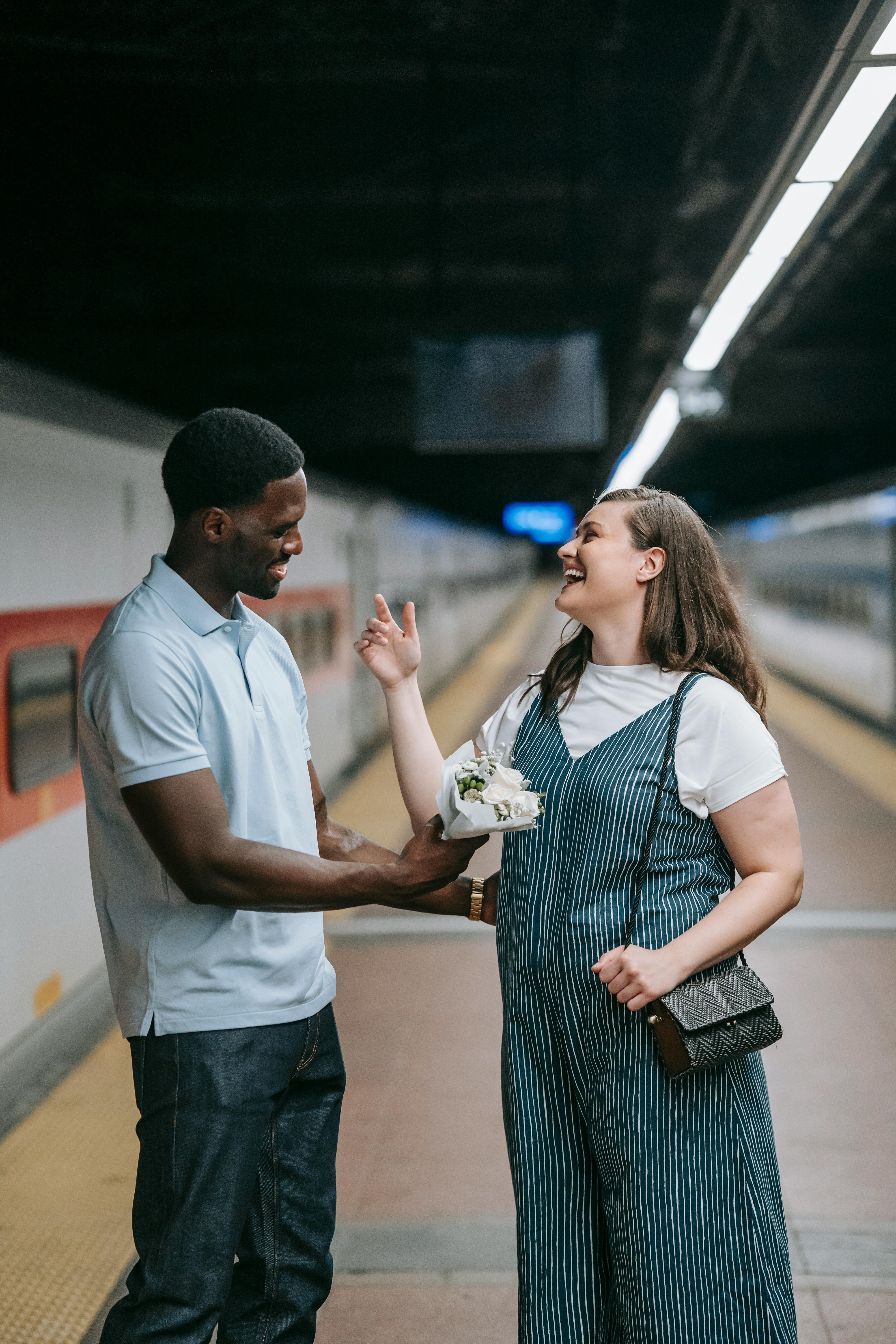 a couple happy to see each other