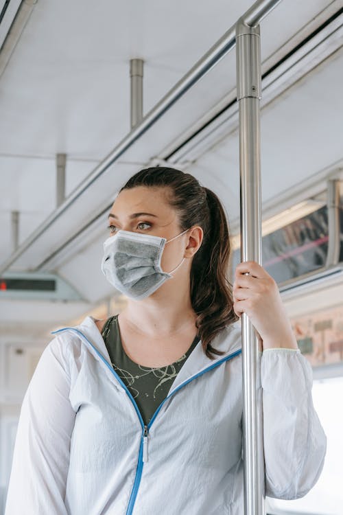 A Woman Wearing Face Mask and Jacket