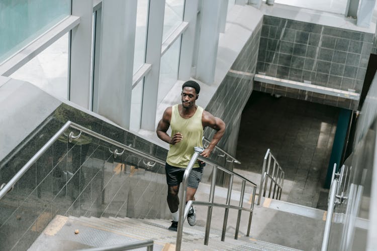 Man Running On Stairs