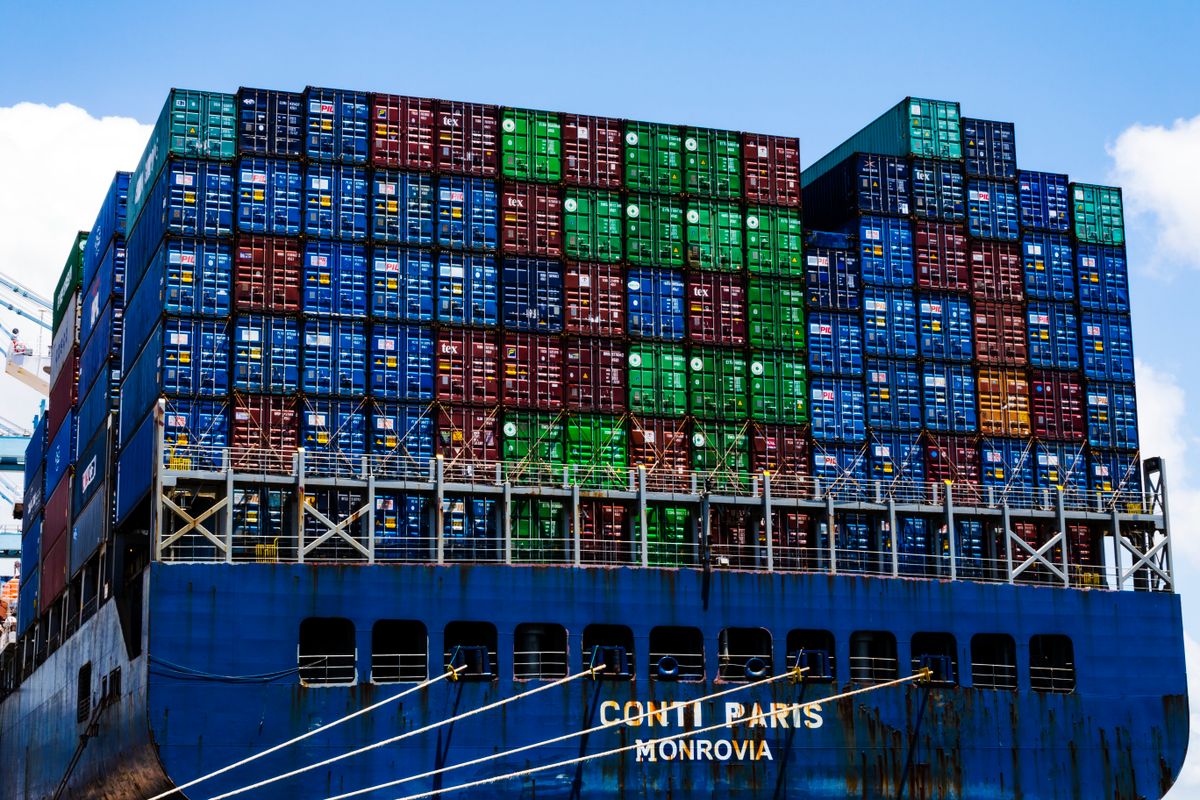 Cargo containers at port