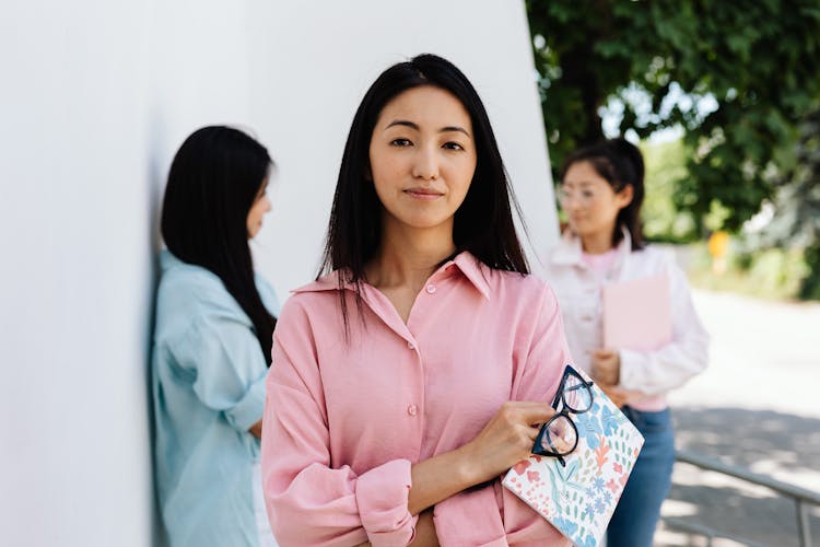 Woman In Pink Button Up Longsleeve Shirt